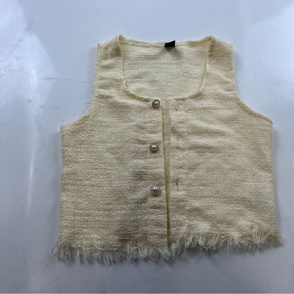 Dazy women’s beige sleeveless button down vest S L32-1 - Picture 2 of 6